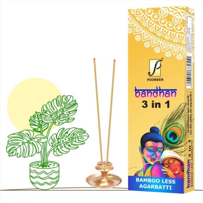 Bandhan Bambooless 3 in 1 Agarbatti (Premium Incense Sticks) 100g