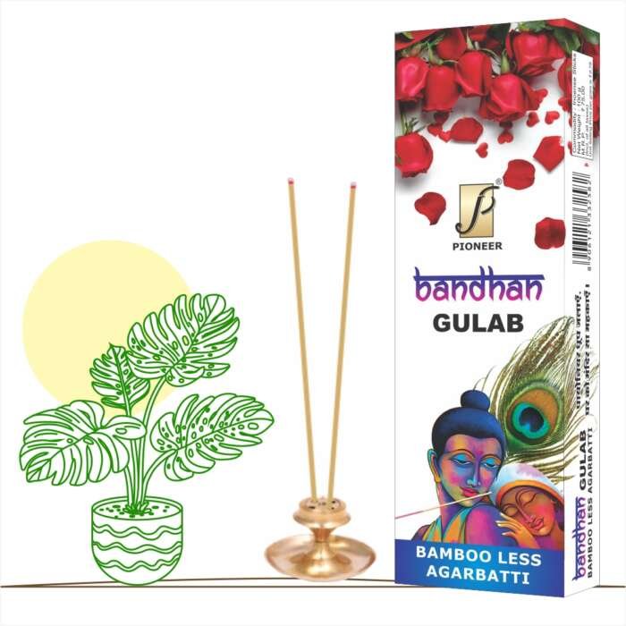 Bandhan Bambooless Gulab Agarbatti (Premium Incense Sticks) 100g
